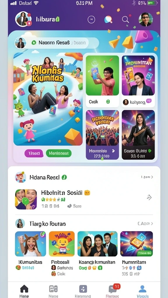 Fitur sosial untuk berbagi dengan teman-teman.