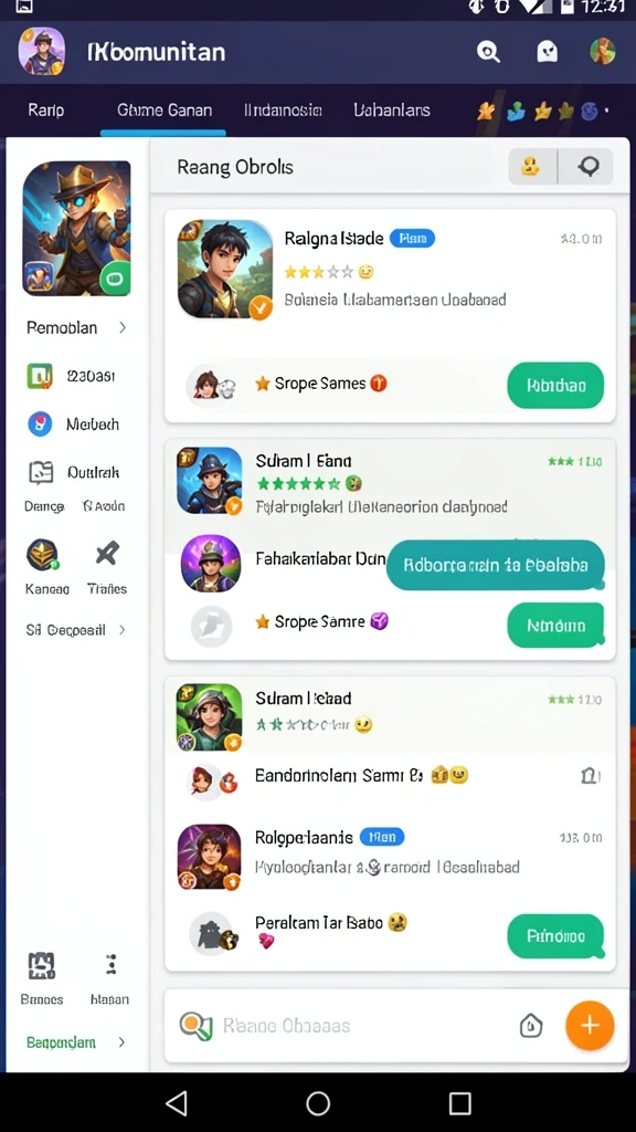 Fitur chat untuk berkomunikasi dengan pemain lain.